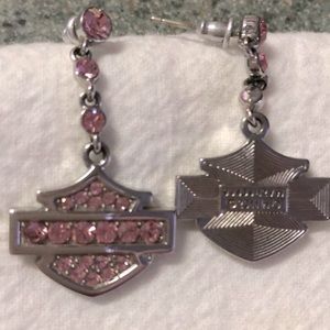 Harley Davidson pink bling earrings